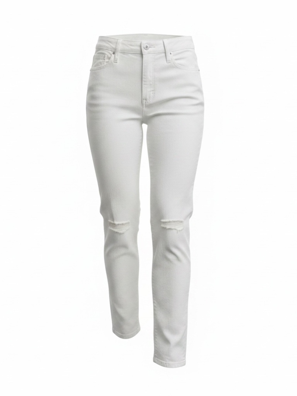 Old Navy White High-Rise Skinny Jeans with Knee Rips